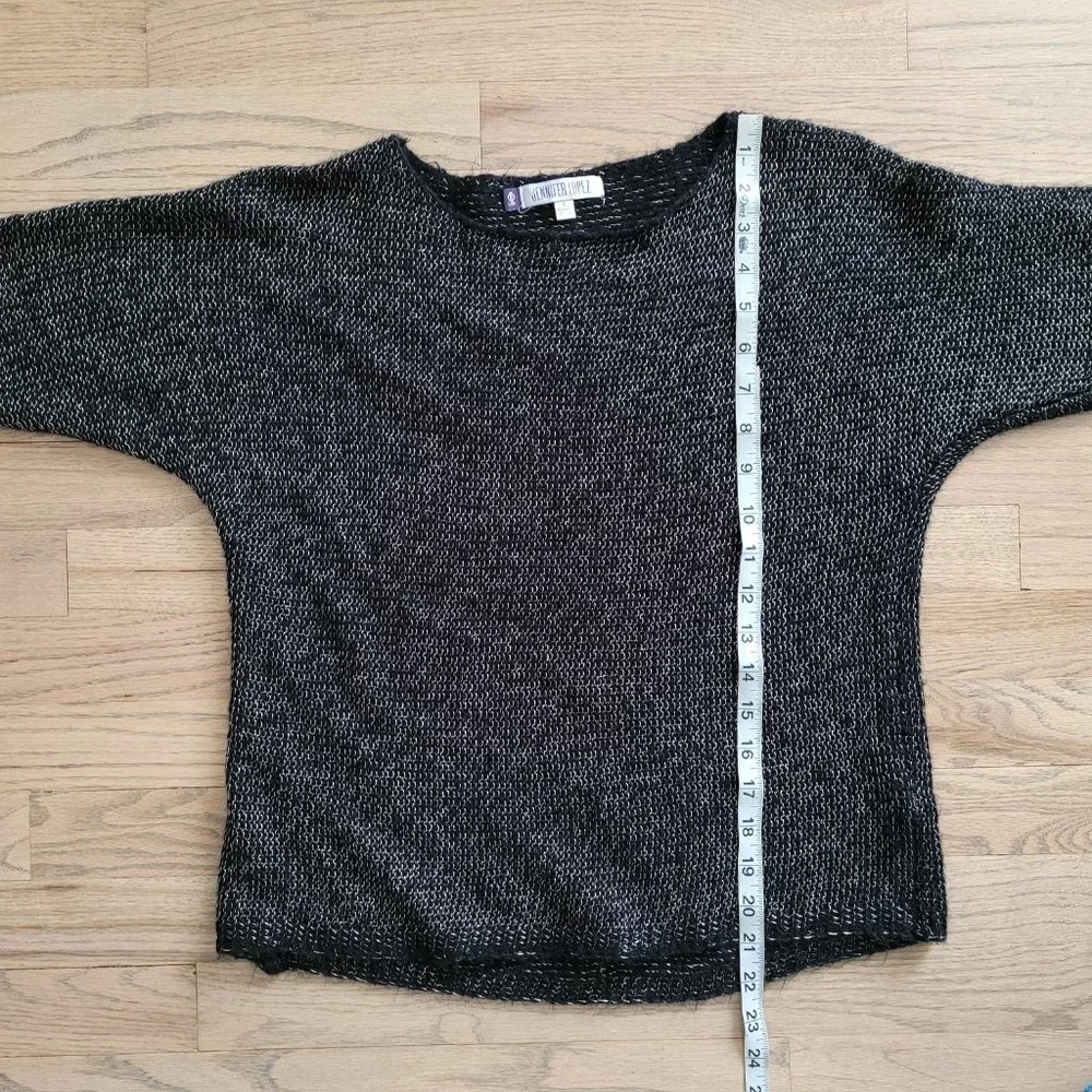 Y2K‎ Grunge Black Metallic Knit Sweater Small Whimsigoth Witchy Dark Fairy Gold